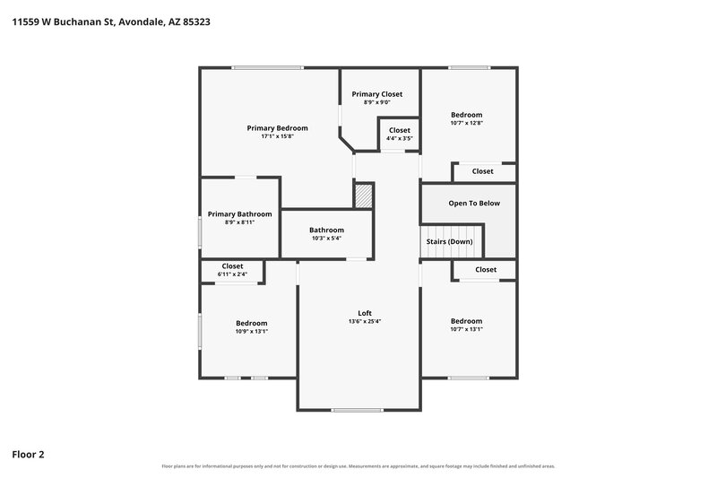 2,295/Mo, 11559 W Buchanan St Avondale, AZ 85323 Floor Plan View 2