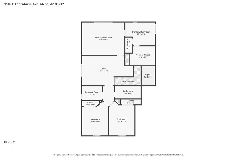 2,360/Mo, 9546 E Thornbush Ave Mesa, AZ 85212 Floor Plan View 2