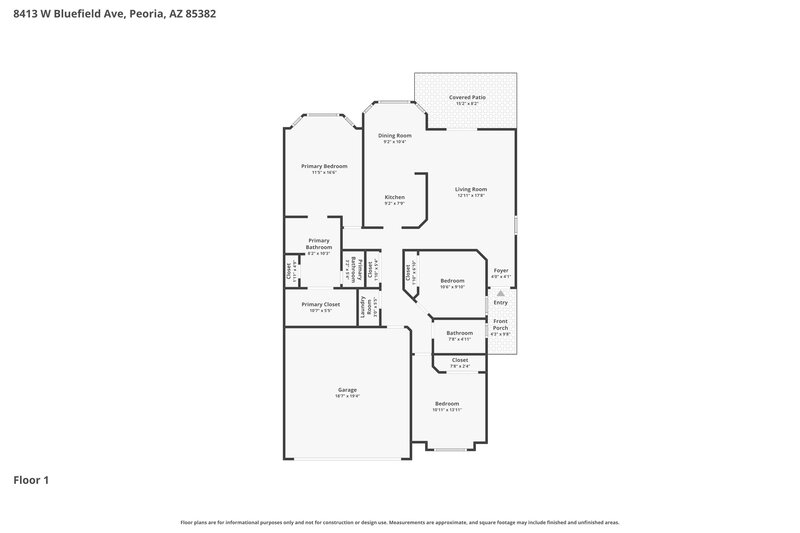 2,340/Mo, 8413 W Bluefield Ave Peoria, AZ 85382 Floor Plan View
