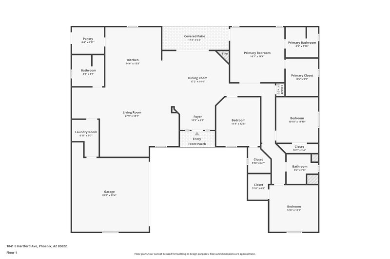 2,695/Mo, 1841 E Hartford Ave Phoenix, AZ 85022 Floorplan View