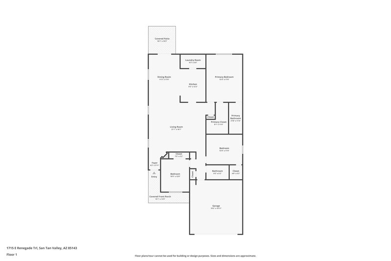 1,670/Mo, 1715 E Renegade Trl San Tan Valley, AZ 85143 Floor Plan View
