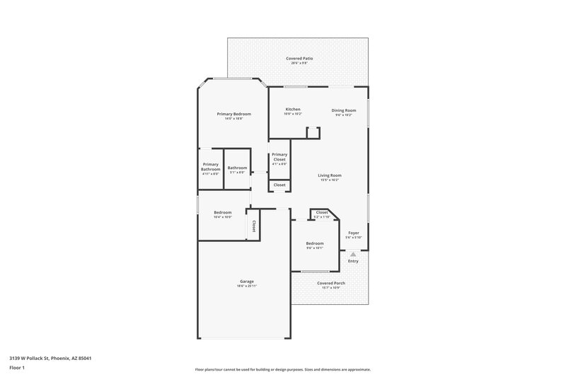 1,850/Mo, 3139 W Pollack St Phoenix, AZ 85041 Floor Plan View