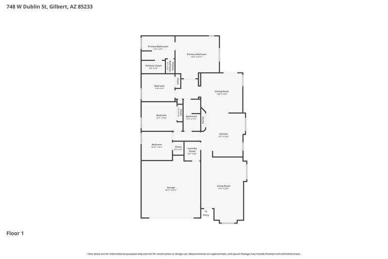 2,555/Mo, 748 W Dublin Street Gilbert, AZ 85233 Floor Plan View