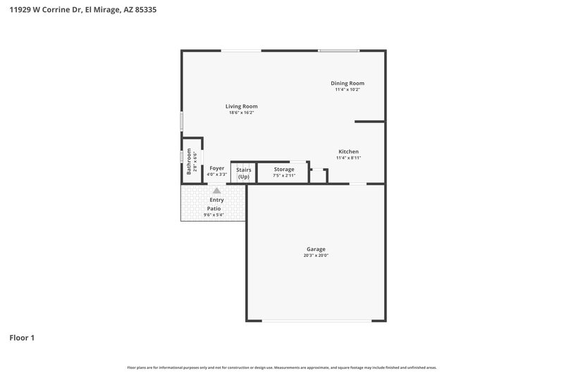 1,810/Mo, 11929 W Corrine Dr El Mirage, AZ 85335 Floor Plan View 2