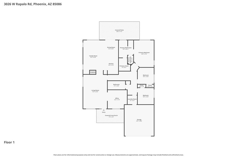 2,450/Mo, 3026 W Rapalo Rd Phoenix, AZ 85086 Floor Plan View