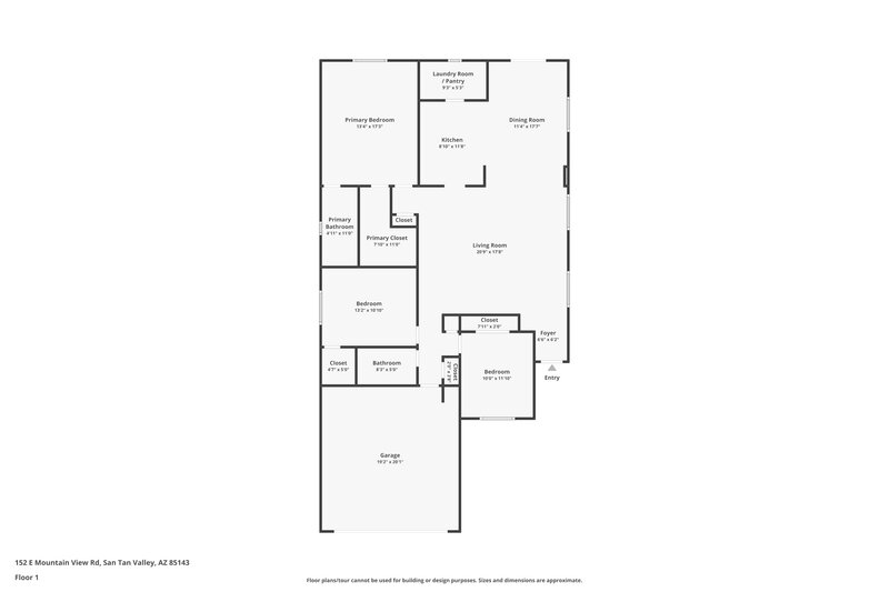 1,665/Mo, 152 E Mountain View Rd Queen Creek, AZ 85143 Floor Plan View