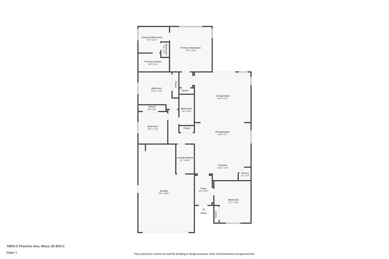 2,630/Mo, 10843 E Thatcher Avenue Mesa, AZ 85212 Floor Plan View
