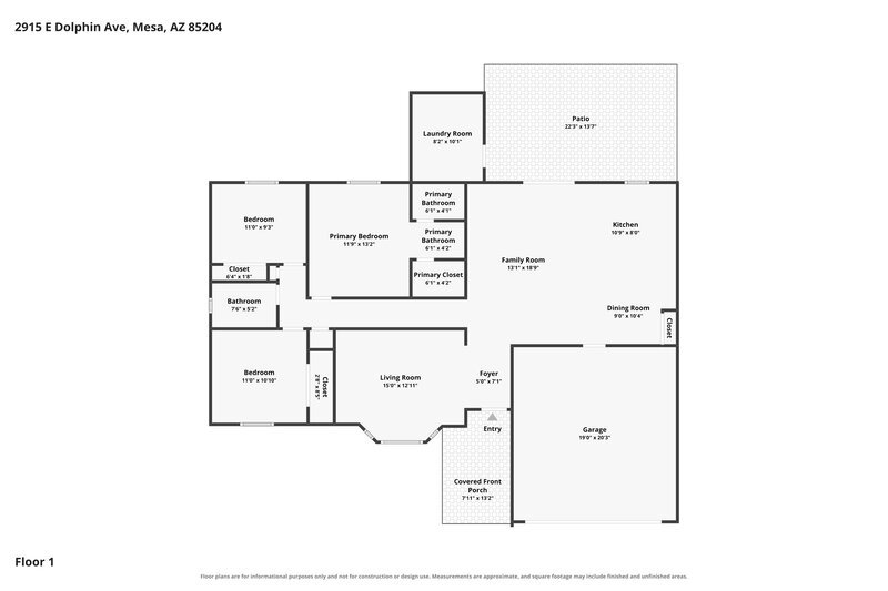 2,460/Mo, 2915 E Dolphin Ave Mesa, AZ 85204 Floor Plan View