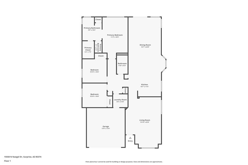 1,945/Mo, 15550 N Naegel Dr Surprise, AZ 85374 Floor Plan View