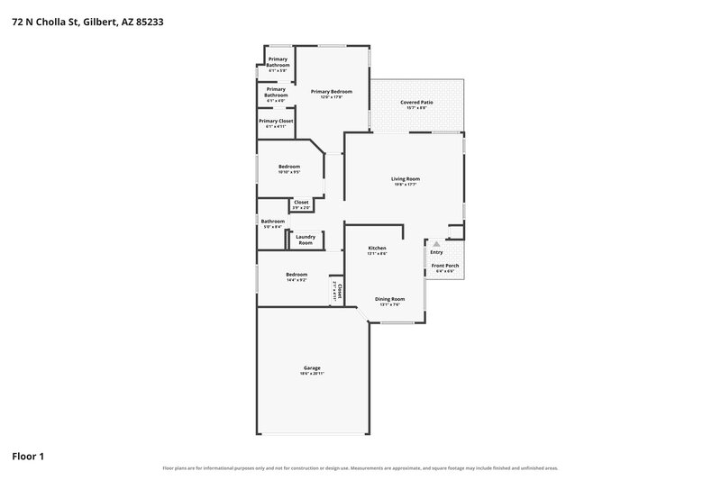 2,315/Mo, 72 N Cholla St Gilbert, AZ 85233 Floor Plan View