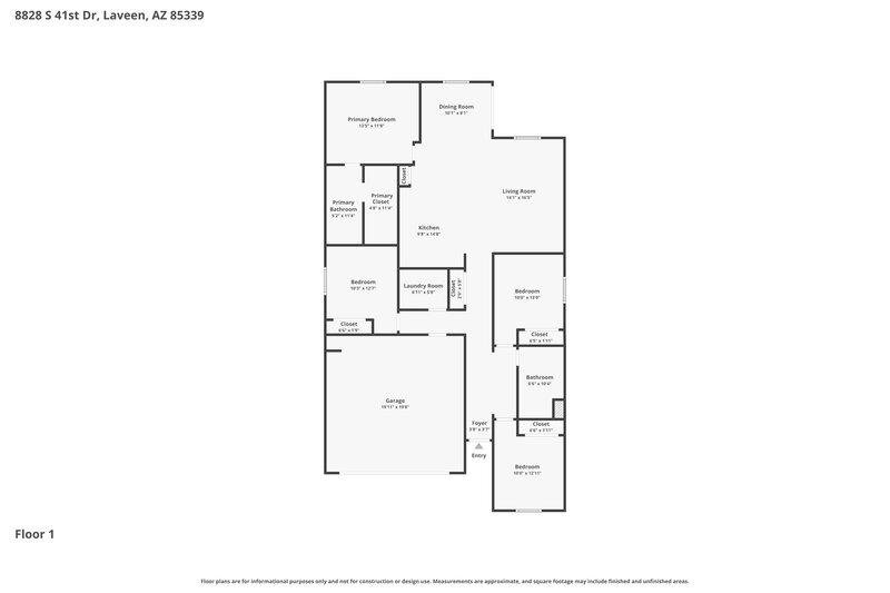 2,300/Mo, 8828 S 41st Dr Laveen, AZ 85339 Floor Plan View