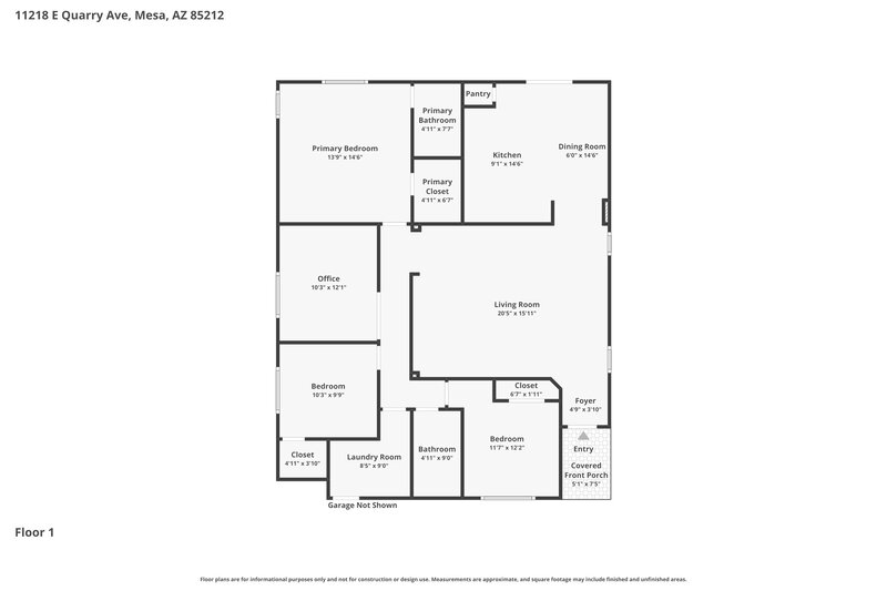 2,050/Mo, 11218 E Quarry Ave Mesa, AZ 85212 Floor Plan View