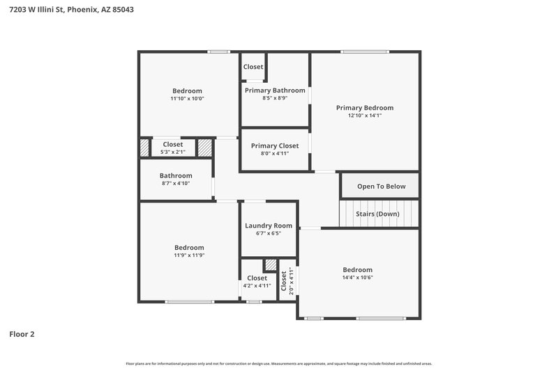 2,180/Mo, 7203 W Illini St Phoenix, AZ 85043 Floor Plan View 2