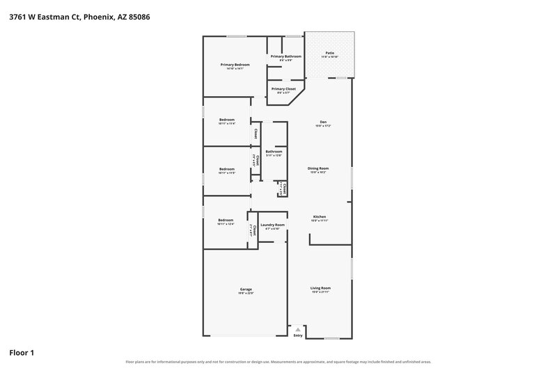 2,695/Mo, 3761 W Eastman Ct Anthem, AZ 85086 Floor Plan View