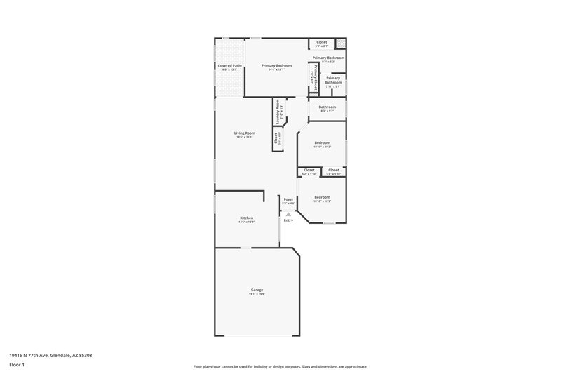 1,800/Mo, 19415 N 77th Ave Glendale, AZ 85308 Floor Plan View