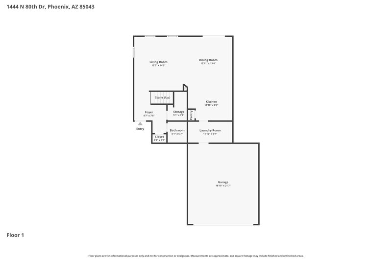 1,955/Mo, 1444 N 80th Dr Phoenix, AZ 85043 Floor Plan View