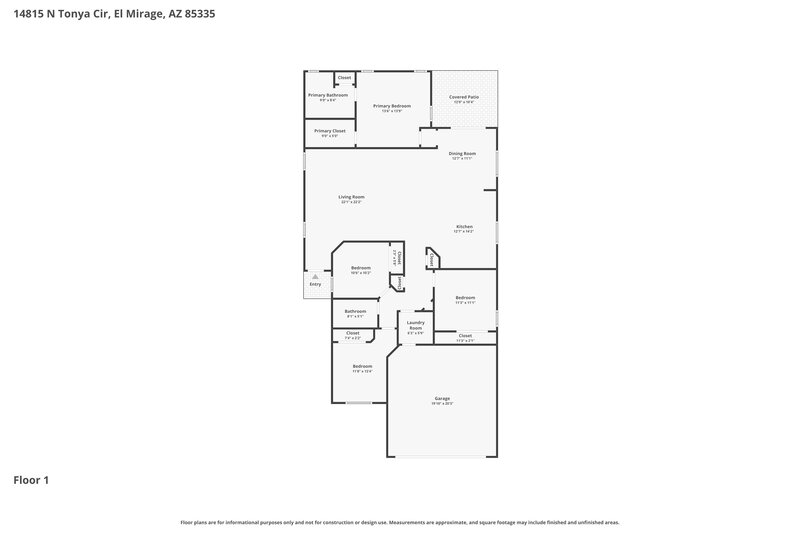 2,025/Mo, 14815 N Tonya CIR El Mirage, AZ 85335 Floor Plan View