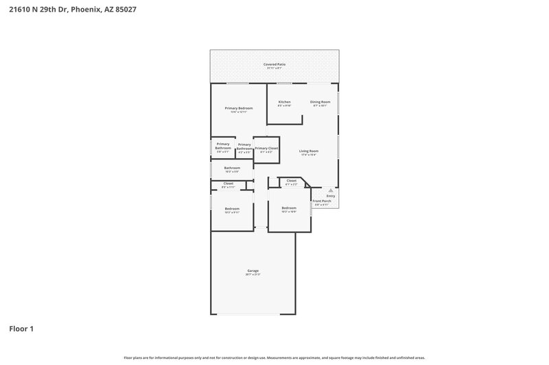 2,080/Mo, 21610 N 29th Dr Phoenix, AZ 85027 Floor Plan View