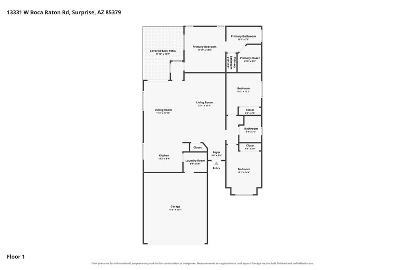 1,865/Mo, 13331 W Boca Raton Rd Surprise, AZ 85379 Floor Plan View
