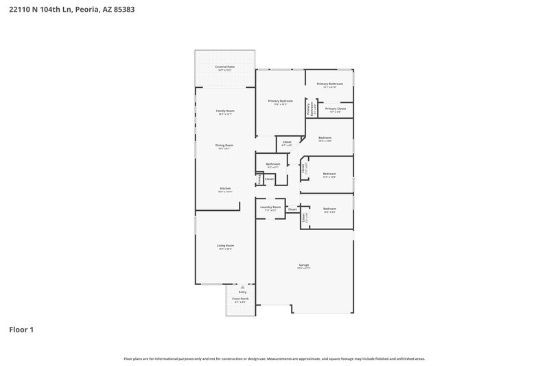 2,375/Mo, 22110 N 104th Ln Peoria, AZ 85383 Floor Plan View