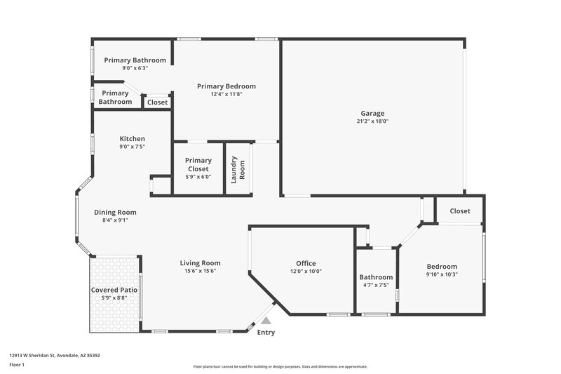 1,850/Mo, 12913 W Sheridan Avondale, AZ 85392 Floor Plan View