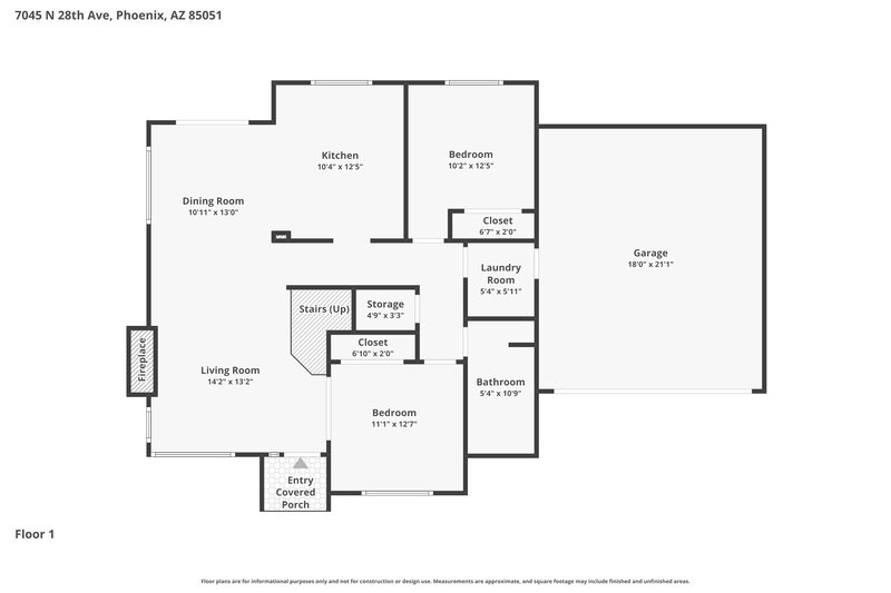 2,190/Mo, 7045 N 28th Ave Phoenix, AZ 85051 Floor Plan View
