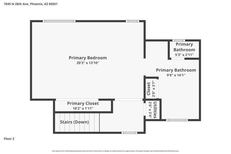 2,190/Mo, 7045 N 28th Ave Phoenix, AZ 85051 Floor Plan View 2