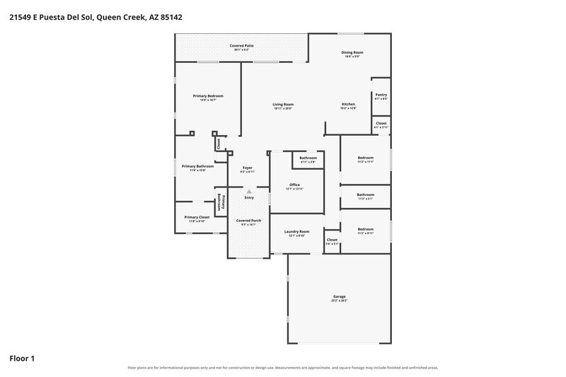 2,475/Mo, 21549 E Puesta del Sol Queen Creek, AZ 85142 Floorplan View