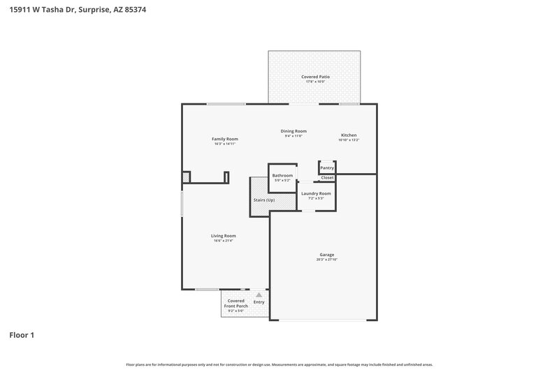 1,880/Mo, 15911 W Tasha Dr Surprise, AZ 85374 Floor Plan View