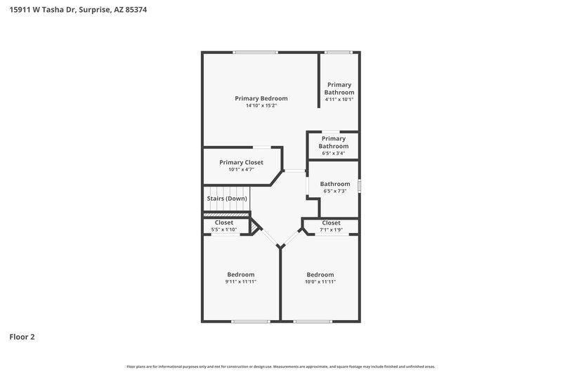 1,880/Mo, 15911 W Tasha Dr Surprise, AZ 85374 Floor Plan View 2