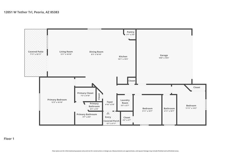2,170/Mo, 12051 W Tether Trl Peoria, AZ 85383 Floor Plan View