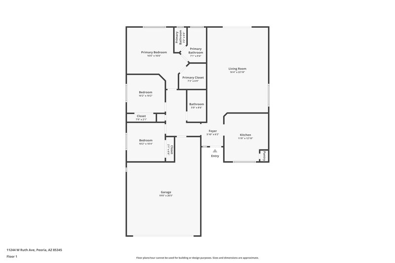 1,745/Mo, 11244 W Ruth Ave Peoria, AZ 85345 Floor Plan View