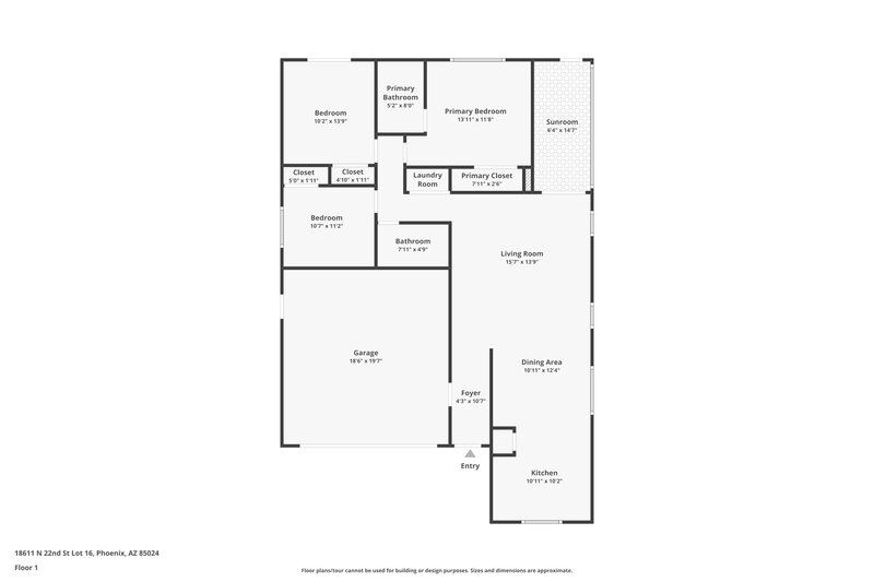 1,980/Mo, 18611 N 22nd St Lot 16 Phoenix, AZ 85024 Floorplan View
