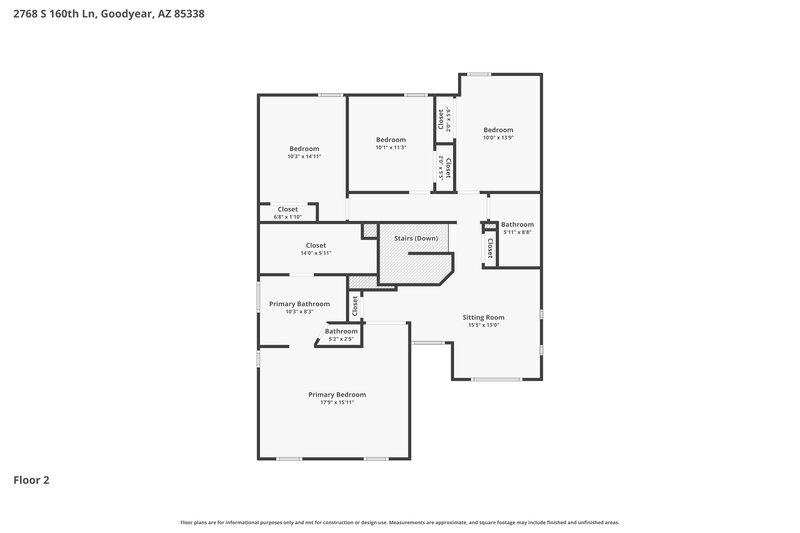 2,260/Mo, 2768 S 160th Ln Goodyear, AZ 85338 Floor Plan View 2