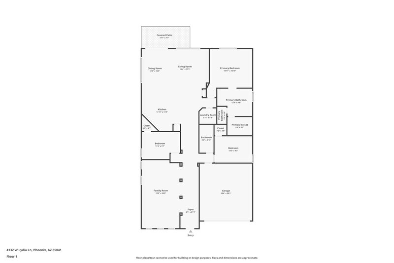 2,150/Mo, 4132 W Lydia Ln Phoenix, AZ 85041 Floor Plan View