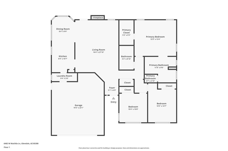 2,245/Mo, 6482 W Matilda Ln Glendale, AZ 85308 Floor Plan View