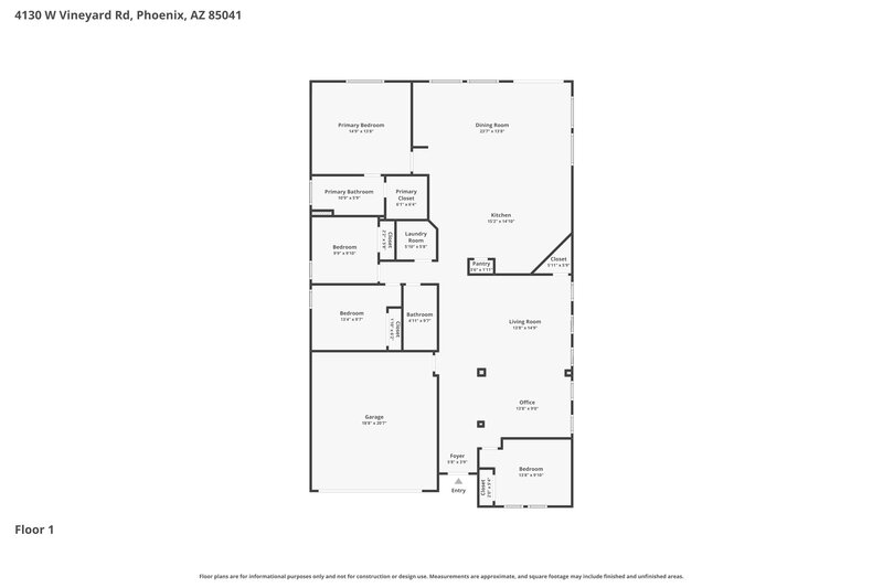 2,390/Mo, 4130 W Vineyard Rd Phoenix, AZ 85041 Floor Plan View