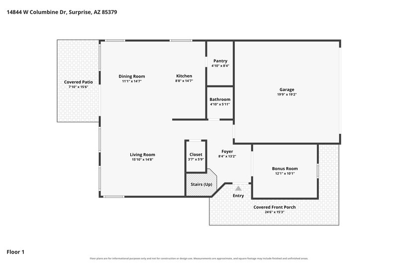 2,205/Mo, 14844 W Columbine Dr Surprise, AZ 85379 Floor Plan View