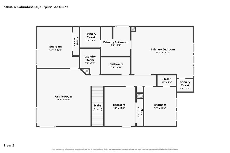 2,205/Mo, 14844 W Columbine Dr Surprise, AZ 85379 Floor Plan View 2