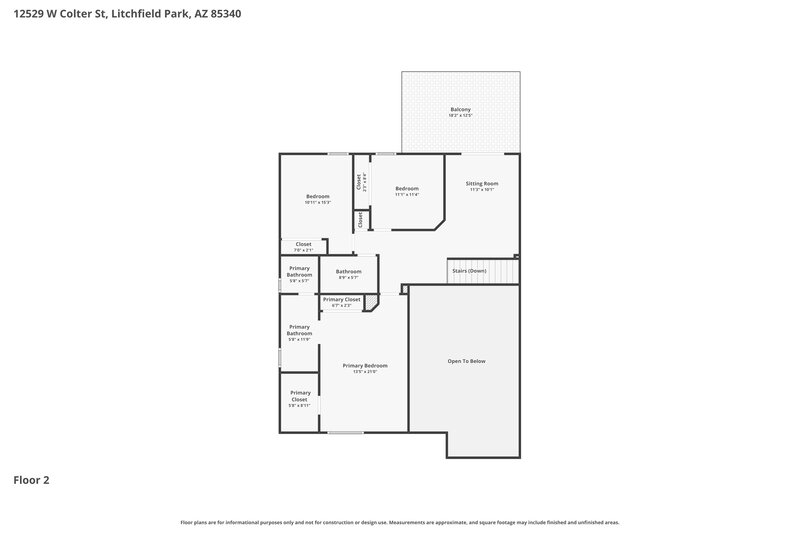 2,045/Mo, 12529 W Colter St Litchfield Park, AZ 85340 Floor Plan View 2