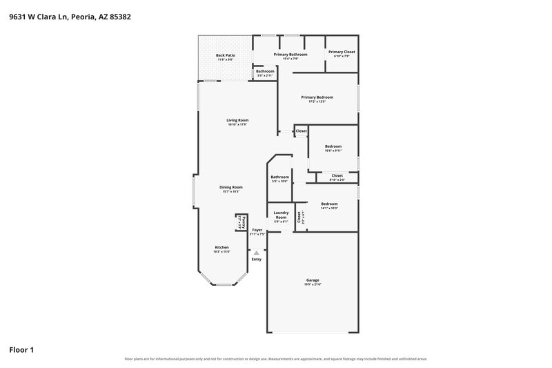 2,090/Mo, 9631 W Clara Ln Peoria, AZ 85382 Floor Plan View