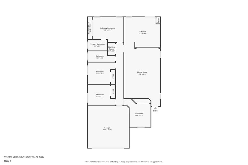 1,880/Mo, 11638 W Carol Ave Youngtown, AZ 85363 Floor Plan View