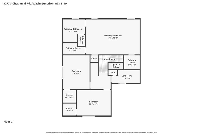 1,770/Mo, 3277 S Chaparral Rd Apache Junction, AZ 85119 Floor Plan View 2