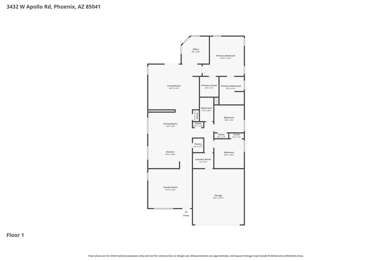 2,545/Mo, 3432 W Apollo Rd Phoenix, AZ 85041 Floor Plan View