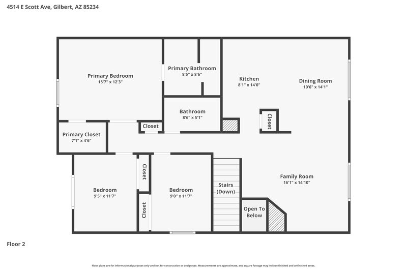 2,890/Mo, 4514 E Scott Ave Gilbert, AZ 85234 Floor Plan View 2