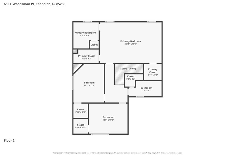 2,290/Mo, 650 E Woodsman Pl Chandler, AZ 85286 Floor Plan View 2