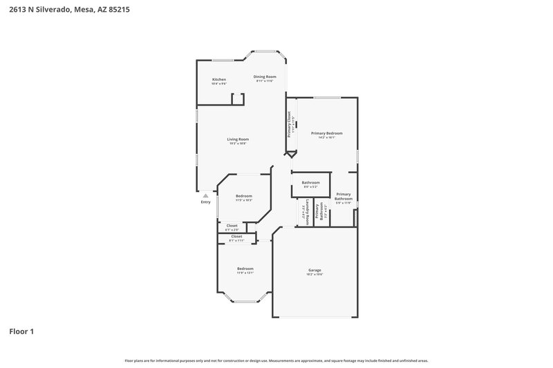 2,120/Mo, 2613 N Silverado Mesa, AZ 85215 Floor Plan View
