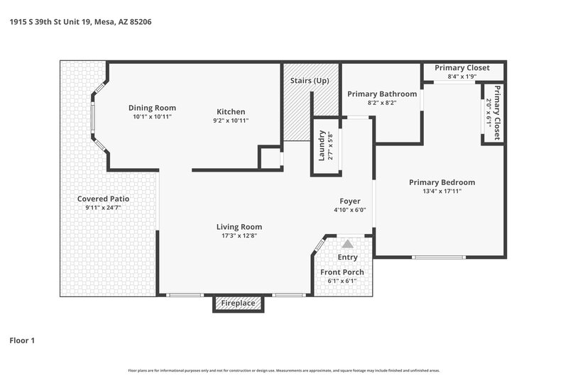 2,250/Mo, 1915 S 39th St 19 Mesa, AZ 85206 Floor Plan View