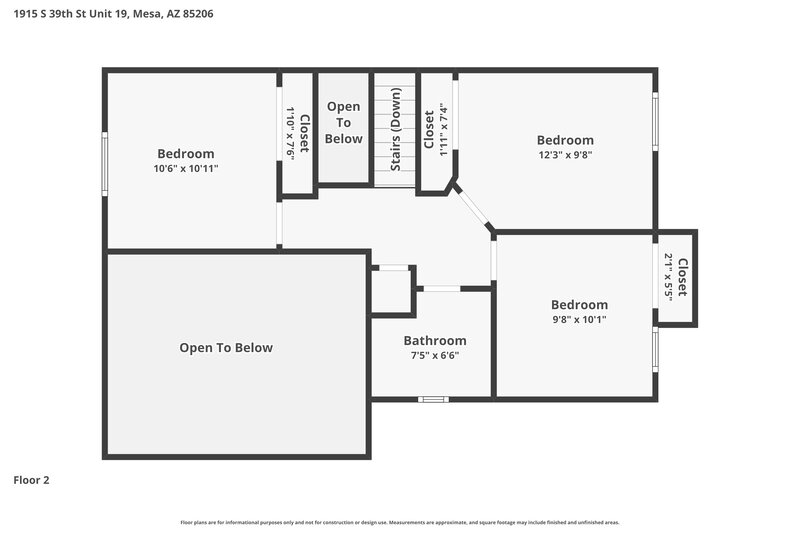 2,250/Mo, 1915 S 39th St 19 Mesa, AZ 85206 Floor Plan View 2