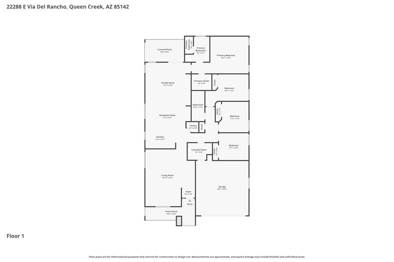 2,795/Mo, 22288 E Via Del Rancho Queen Creek, AZ 85142 Floorplan View